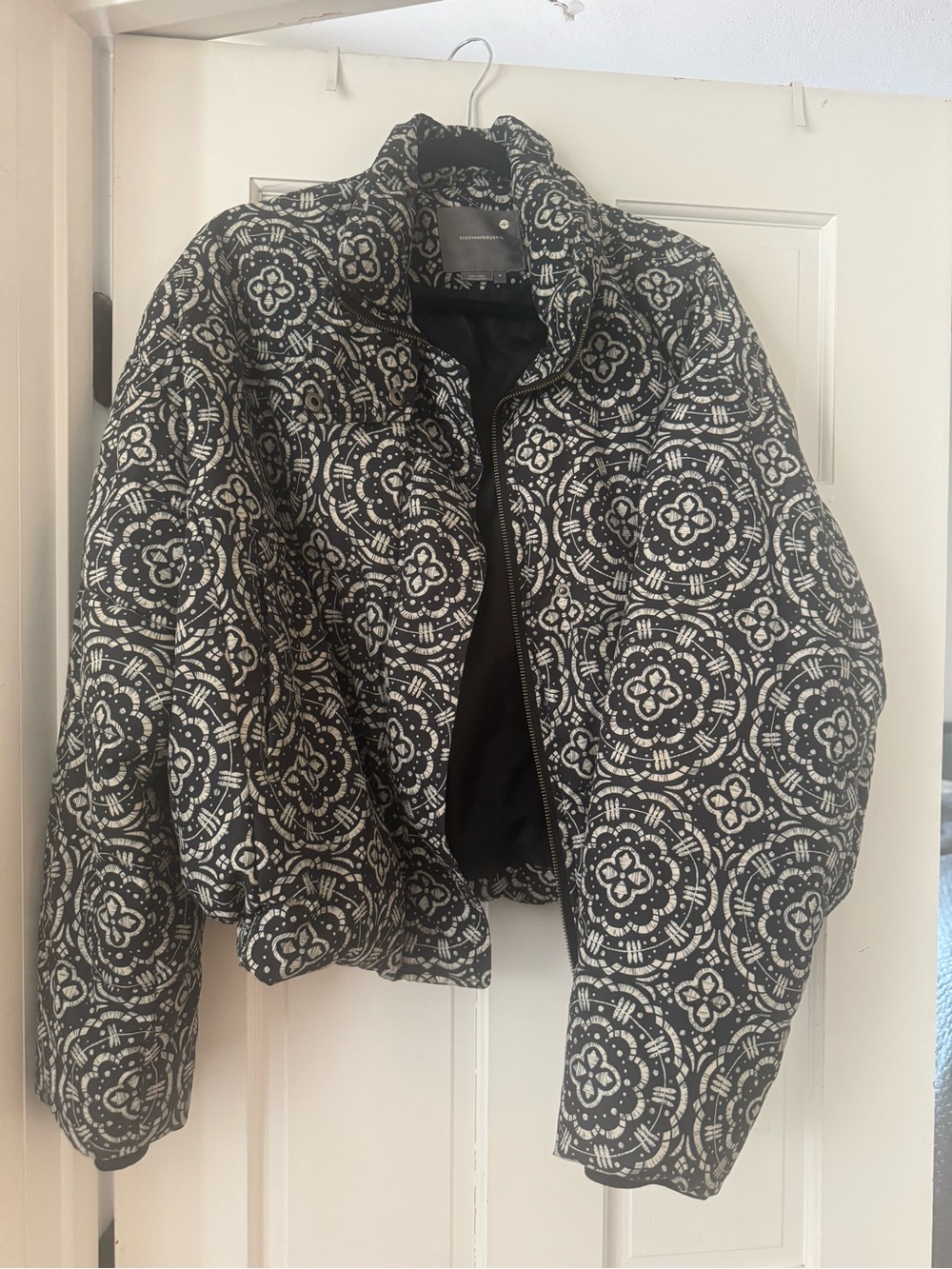 Anthropologie Black & White Patterned Puffer Jacket